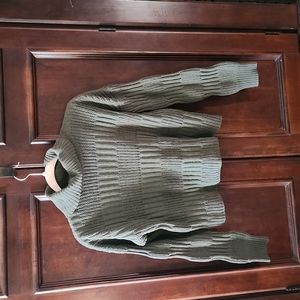 Poof Apparel, dark green in color, cowel neck sweater size medium